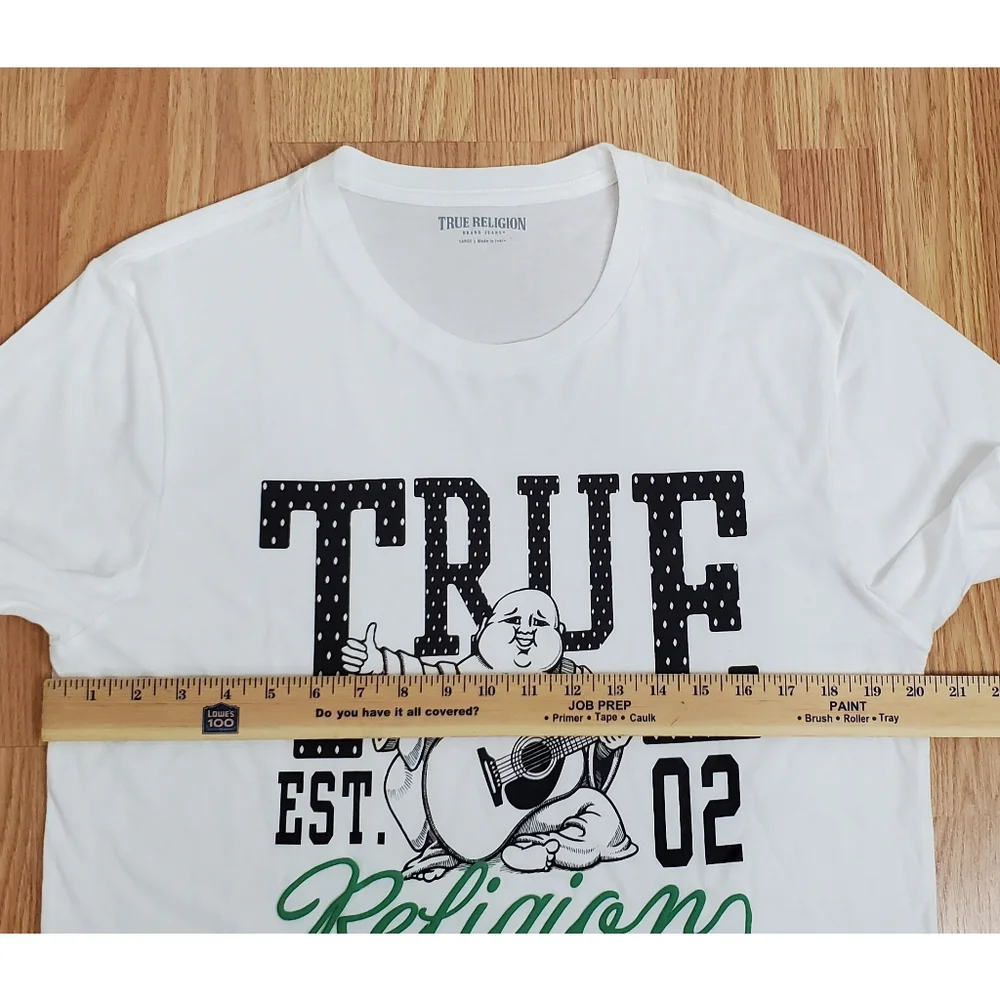 NWT True religion short sleeve tee shirt white true 02 buddha guitar graphic